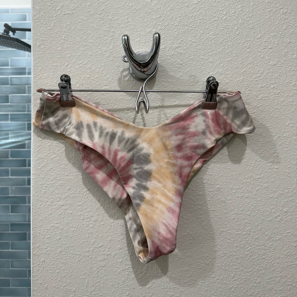 Skatie Tie-Dye Bikini Bottom - Pink, Gray, Cream